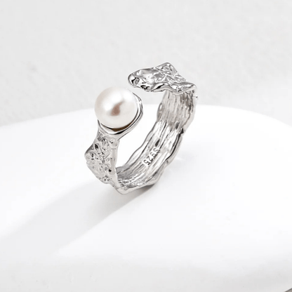 Withered Nest Open Pearl Ring – 18K Vintage Gold White Gold Plated S925 Silver - Beloved Moments Jewels & Co. Inc.