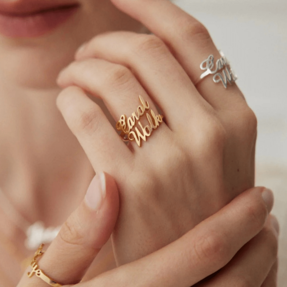 Custom Letter Ring – S925 Sterling Silver 18K Gold Plated - Beloved Moments Jewels & Co. Inc.