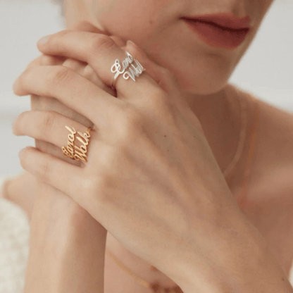 Custom Letter Ring – S925 Sterling Silver 18K Gold Plated - Beloved Moments Jewels & Co. Inc.