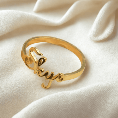 Custom Letter Ring – S925 Sterling Silver 18K Gold Plated - Beloved Moments Jewels & Co. Inc.