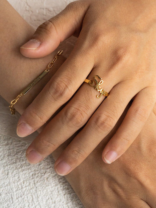 Custom Letter Ring – S925 Sterling Silver 18K Gold Plated - Beloved Moments Jewels