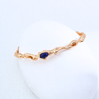 Sculptural Lapis Bangle — S925, Vintage Gold or White Gold (Adjustable)