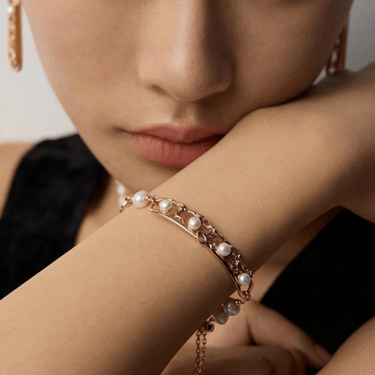 Pearl Vine Bracelet – 18K vintage gold or white gold-plated finish S925 Silver - Beloved Moments Jewels & Co. Inc.