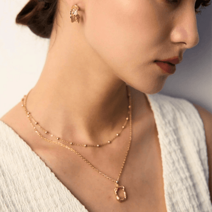 Delicate Beaded Chain Necklace - 18K White Gold Vintage Gold Plated S925 Silver - Beloved Moments Jewels & Co. Inc.